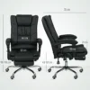 Bureaustoel met vibratiemassage ergonomische directeursstoel met rugverwarmer, ligfunctie, voetensteun, verstelbare hoogte bureaustoel, draaistoel met zijvak, zwart 4