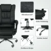Bureaustoel met vibratiemassage ergonomische directeursstoel met rugverwarmer, ligfunctie, voetensteun, verstelbare hoogte bureaustoel, draaistoel met zijvak, zwart 8
