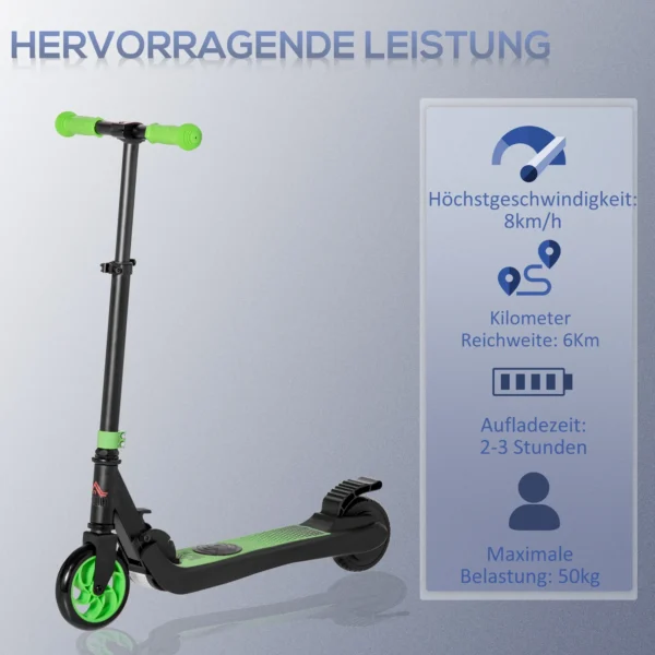 E scooter elektrische scooter 120w motor 6 km bereik max. 8 km/u elektrische step belasting tot 50kg, e step voor vanaf 6 jaar groen+wit 5