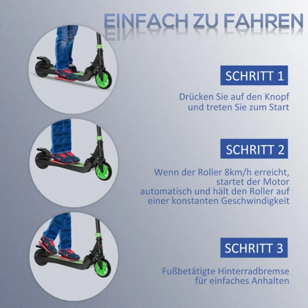 E scooter elektrische scooter 120w motor 6 km bereik max. 8 km/u elektrische step belasting tot 50kg, e step voor vanaf 6 jaar groen+wit 6