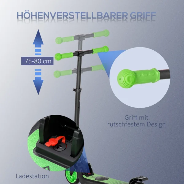 E scooter elektrische scooter 120w motor 6 km bereik max. 8 km/u elektrische step belasting tot 50kg, e step voor vanaf 6 jaar groen+wit 8