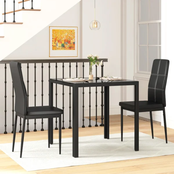 Eetgroep eettafel met 4 stoelen ruimtebesparende eetkamergroep zitgroep keukentafel set voor eetkamer, keuken zwart 2