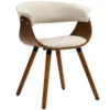 Eetkamerstoel keukenstoel met rugleuning, linnenlook, fauteuil gestoffeerde stoel met houten poten voor eettafel, beige 1