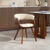 Eetkamerstoel keukenstoel met rugleuning, linnenlook, fauteuil gestoffeerde stoel met houten poten voor eettafel, beige 2