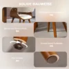 Eetkamerstoel keukenstoel met rugleuning, linnenlook, fauteuil gestoffeerde stoel met houten poten voor eettafel, beige 6
