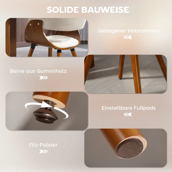 Eetkamerstoel keukenstoel met rugleuning, linnenlook, fauteuil gestoffeerde stoel met houten poten voor eettafel, beige 6