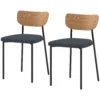 Eetkamerstoelen 2 delige set keukenstoel met rugleuning, linnenlook, stoelen zonder armleuningen, gestoffeerde stoel met stalen poten, woonkamerstoel voor eettafel, grijs 1