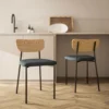 Eetkamerstoelen 2 delige set keukenstoel met rugleuning, linnenlook, stoelen zonder armleuningen, gestoffeerde stoel met stalen poten, woonkamerstoel voor eettafel, grijs 2