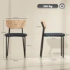Eetkamerstoelen 2 delige set keukenstoel met rugleuning, linnenlook, stoelen zonder armleuningen, gestoffeerde stoel met stalen poten, woonkamerstoel voor eettafel, grijs 4