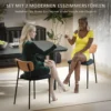 Eetkamerstoelen 2 delige set keukenstoel met rugleuning, linnenlook, stoelen zonder armleuningen, gestoffeerde stoel met stalen poten, woonkamerstoel voor eettafel, grijs 5