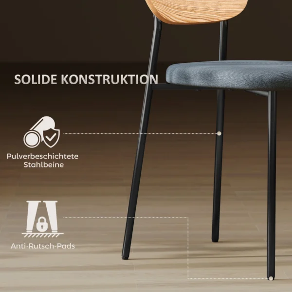 Eetkamerstoelen 2 delige set keukenstoel met rugleuning, linnenlook, stoelen zonder armleuningen, gestoffeerde stoel met stalen poten, woonkamerstoel voor eettafel, grijs 7