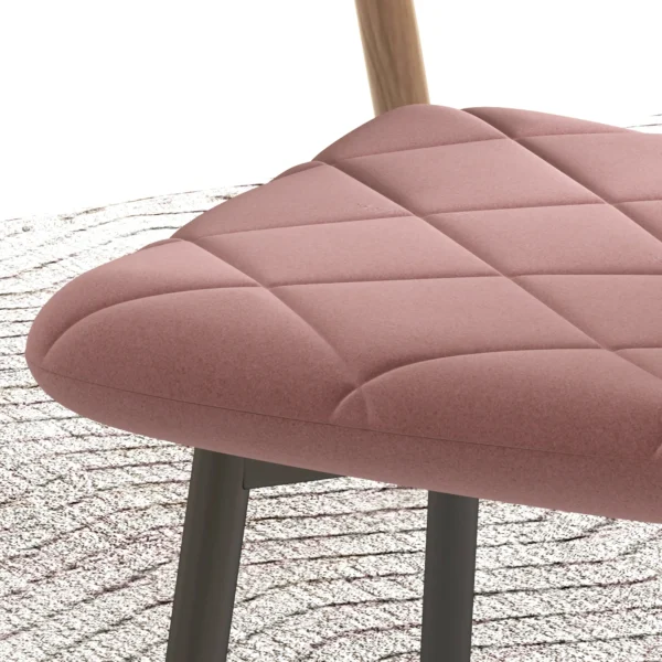 Eetkamerstoelen 4 delige set keukenstoel met rugleuning, fluweel look, fauteuil gestoffeerde stoel met stalen poten, stoelen, woonkamerstoel voor eettafel, roze 10