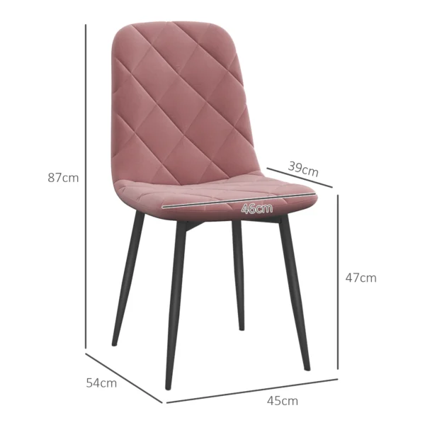 Eetkamerstoelen 4 delige set keukenstoel met rugleuning, fluweel look, fauteuil gestoffeerde stoel met stalen poten, stoelen, woonkamerstoel voor eettafel, roze 4