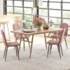 Eetkamerstoelen 4 delige set keukenstoel met rugleuning, fluweel look, fauteuil gestoffeerde stoel met stalen poten, stoelen, woonkamerstoel voor eettafel, roze 8