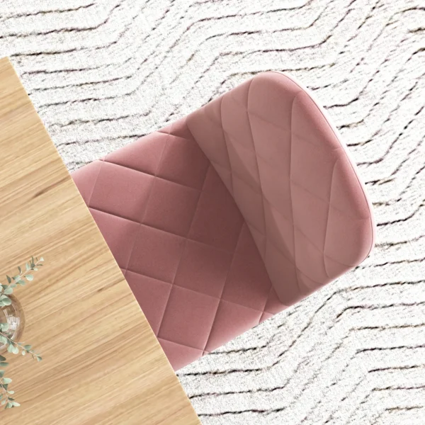 Eetkamerstoelen 4 delige set keukenstoel met rugleuning, fluweel look, fauteuil gestoffeerde stoel met stalen poten, stoelen, woonkamerstoel voor eettafel, roze 9