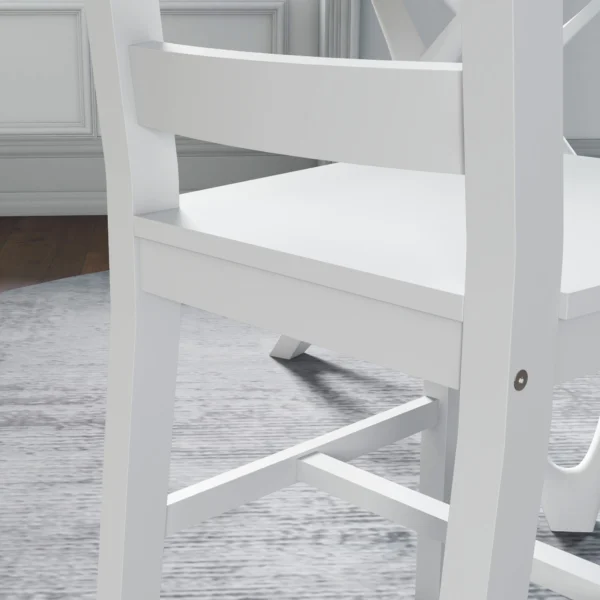Eetkamerstoelen set van 2 houten keukenstoel met lattenrugleuning, antislip stoelen, woonkamerstoel voor eettafel, wit 10