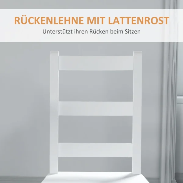 Eetkamerstoelen set van 2 houten keukenstoel met lattenrugleuning, antislip stoelen, woonkamerstoel voor eettafel, wit 6