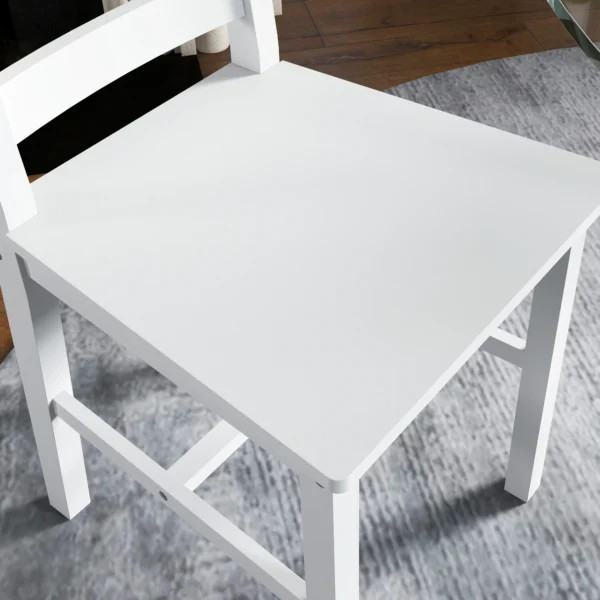 Eetkamerstoelen set van 2 houten keukenstoel met lattenrugleuning, antislip stoelen, woonkamerstoel voor eettafel, wit 9