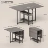 Eettafel opvouwbaar keukentafel voor 2 4 personen met 2 open planken, mobiele eetkamertafel klaptafel voor kleine ruimtes, eetkamer, keuken 133,4 x 80 x 75 cm grijs 4