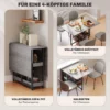 Eettafel opvouwbaar keukentafel voor 2 4 personen met 2 open planken, mobiele eetkamertafel klaptafel voor kleine ruimtes, eetkamer, keuken 133,4 x 80 x 75 cm grijs 5