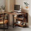 Eettafel opvouwbaar keukentafel voor 2 4 personen met 2 open planken, mobiele eetkamertafel klaptafel voor kleine ruimtes, eetkamer, keuken 133,4 x 80 x 75 cm rustiek bruin 9