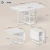 Eettafel opvouwbaar keukentafel voor 2 4 personen met 2 open planken, mobiele eetkamertafel klaptafel voor kleine ruimtes, eetkamer, keuken 133,4 x 80 x 75 cm wit 4