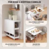 Eettafel opvouwbaar keukentafel voor 2 4 personen met 2 open planken, mobiele eetkamertafel klaptafel voor kleine ruimtes, eetkamer, keuken 133,4 x 80 x 75 cm wit 5