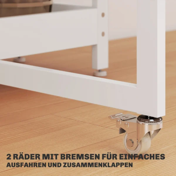 Eettafel opvouwbaar keukentafel voor 2 4 personen met 2 open planken, mobiele eetkamertafel klaptafel voor kleine ruimtes, eetkamer, keuken 133,4 x 80 x 75 cm wit 7