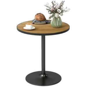 Eettafel, ronde keukentafel, moderne eetkamertafel met houtlook plaat voor 4 personen, koffietafel voor woonkamer, Ø70 x 76 cm, eik 1