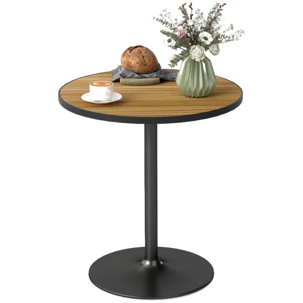Eettafel, ronde keukentafel, moderne eetkamertafel met houtlook plaat voor 4 personen, koffietafel voor woonkamer, Ø70 x 76 cm, eik 1