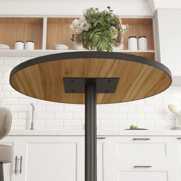 Eettafel, ronde keukentafel, moderne eetkamertafel met houtlook plaat voor 4 personen, koffietafel voor woonkamer, Ø70 x 76 cm, eik 10