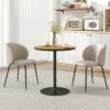 Eettafel, ronde keukentafel, moderne eetkamertafel met houtlook plaat voor 4 personen, koffietafel voor woonkamer, Ø70 x 76 cm, eik 2