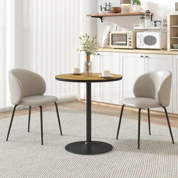 Eettafel, ronde keukentafel, moderne eetkamertafel met houtlook plaat voor 4 personen, koffietafel voor woonkamer, Ø70 x 76 cm, eik 2