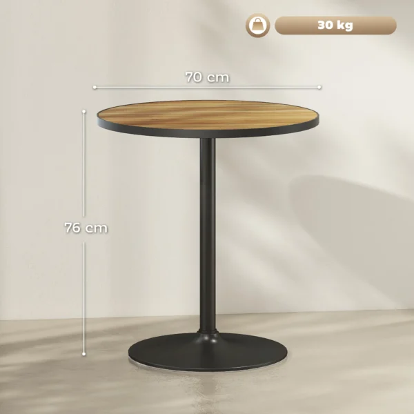 Eettafel, ronde keukentafel, moderne eetkamertafel met houtlook plaat voor 4 personen, koffietafel voor woonkamer, Ø70 x 76 cm, eik 4