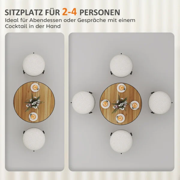 Eettafel, ronde keukentafel, moderne eetkamertafel met houtlook plaat voor 4 personen, koffietafel voor woonkamer, Ø70 x 76 cm, eik 5