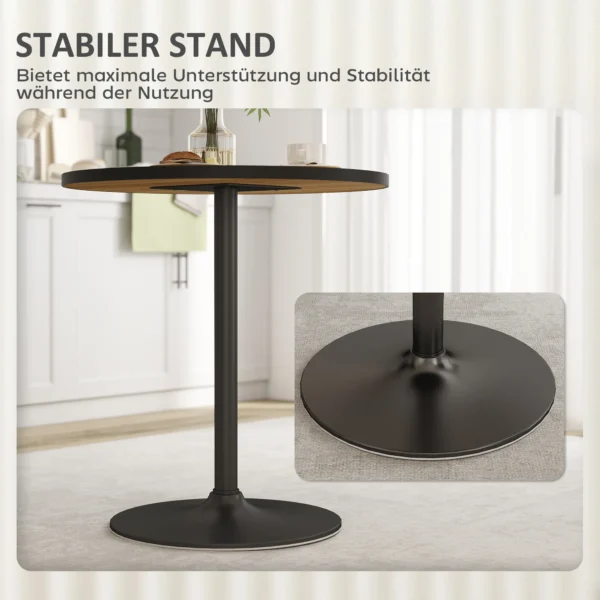 Eettafel, ronde keukentafel, moderne eetkamertafel met houtlook plaat voor 4 personen, koffietafel voor woonkamer, Ø70 x 76 cm, eik 7