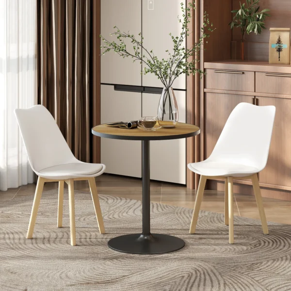 Eettafel, ronde keukentafel, moderne eetkamertafel met houtlook plaat voor 4 personen, koffietafel voor woonkamer, Ø70 x 76 cm, eik 9