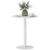 Eettafel, ronde keukentafel voor 2 personen, moderne eetkamertafel voor woonkamer, tuin, staal, Ø60 x 72 cm, wit 1