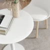 Eettafel, ronde keukentafel voor 2 personen, moderne eetkamertafel voor woonkamer, tuin, staal, Ø60 x 72 cm, wit 10