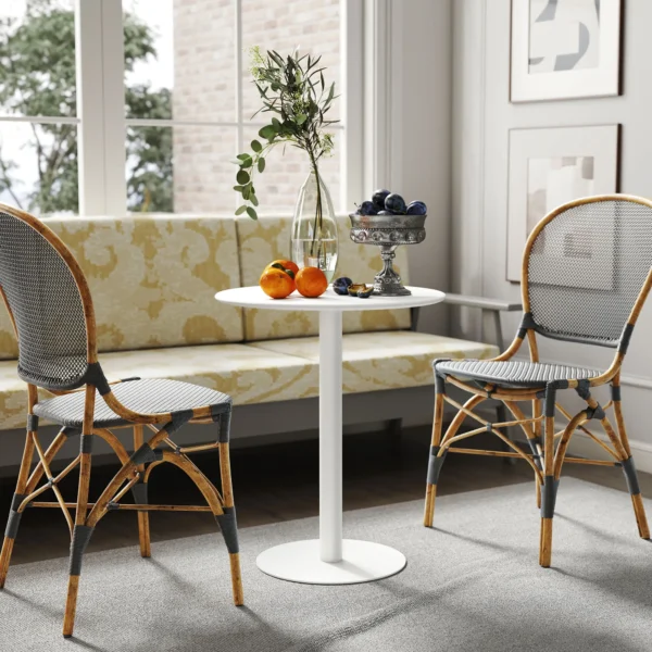 Eettafel, ronde keukentafel voor 2 personen, moderne eetkamertafel voor woonkamer, tuin, staal, Ø60 x 72 cm, wit 8