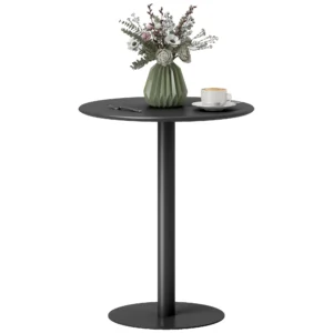 Eettafel, ronde keukentafel voor 2 personen, moderne eetkamertafel voor woonkamer, tuin, staal, Ø60 x 72 cm, zwart 1
