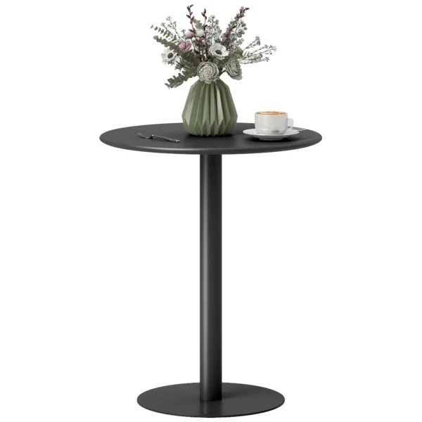 Eettafel, ronde keukentafel voor 2 personen, moderne eetkamertafel voor woonkamer, tuin, staal, Ø60 x 72 cm, zwart 1