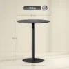 Eettafel, ronde keukentafel voor 2 personen, moderne eetkamertafel voor woonkamer, tuin, staal, Ø60 x 72 cm, zwart 4