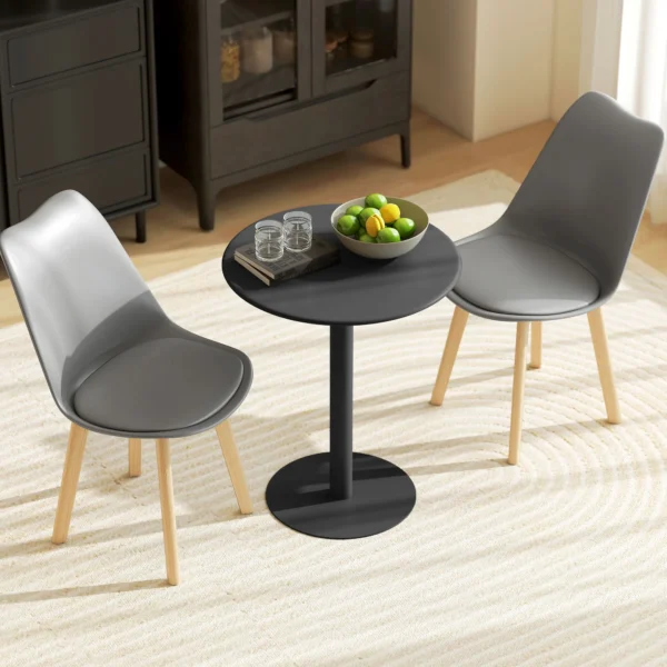 Eettafel, ronde keukentafel voor 2 personen, moderne eetkamertafel voor woonkamer, tuin, staal, Ø60 x 72 cm, zwart 7
