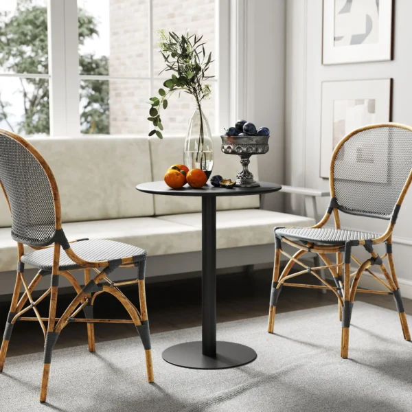 Eettafel, ronde keukentafel voor 2 personen, moderne eetkamertafel voor woonkamer, tuin, staal, Ø60 x 72 cm, zwart 8