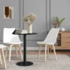 Eettafel, ronde keukentafel voor 2 personen, moderne eetkamertafel voor woonkamer, tuin, staal, Ø60 x 72 cm, zwart 9
