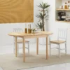 Eettafel van hout opvouwbaar keukentafel voor 6 personen met drop leaf design opklaptafel eetkamertafel voor kleine ruimtes, eetkamer, keuken 140 x 70 x 75 cm natuurhout 2