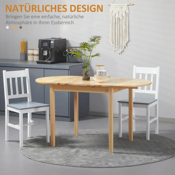 Eettafel van hout opvouwbaar keukentafel voor 6 personen met drop leaf design opklaptafel eetkamertafel voor kleine ruimtes, eetkamer, keuken 140 x 70 x 75 cm natuurhout 5