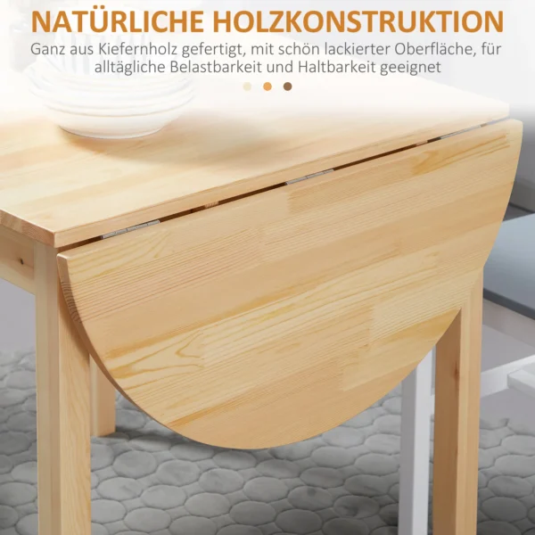 Eettafel van hout opvouwbaar keukentafel voor 6 personen met drop leaf design opklaptafel eetkamertafel voor kleine ruimtes, eetkamer, keuken 140 x 70 x 75 cm natuurhout 7