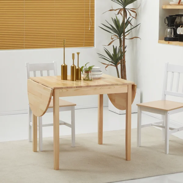 Eettafel van hout opvouwbaar keukentafel voor 6 personen met drop leaf design opklaptafel eetkamertafel voor kleine ruimtes, eetkamer, keuken 140 x 70 x 75 cm natuurhout 8